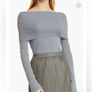 Max Mara Leisure Lorena Off the Shoulder Ribbed Wool Sweater